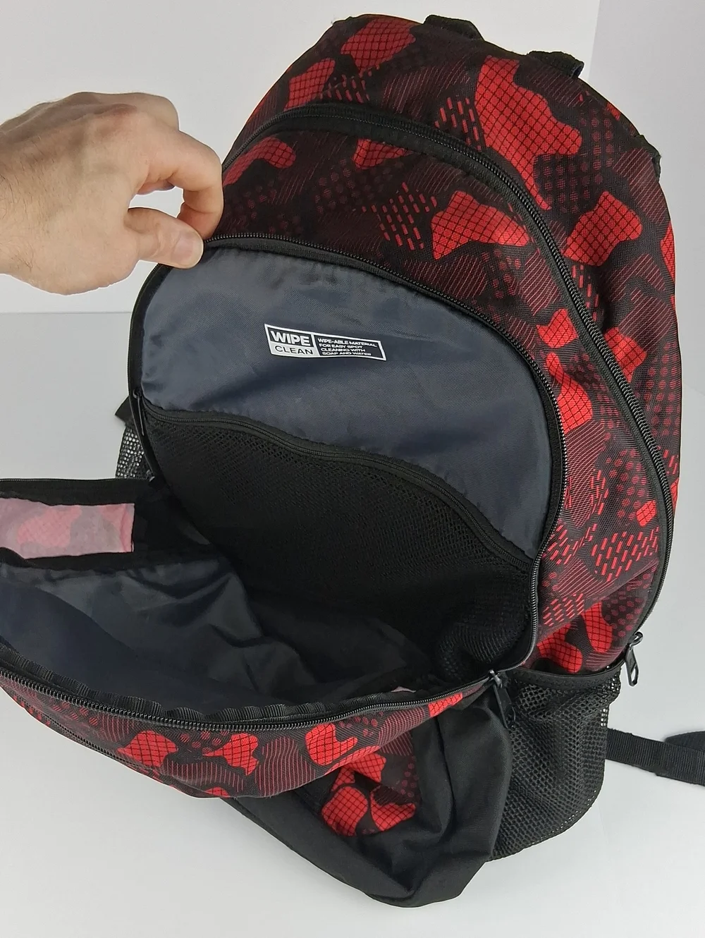 Boys Adidas Backpack Red And Black Camo Pattern Many Compartments Bottle Holder